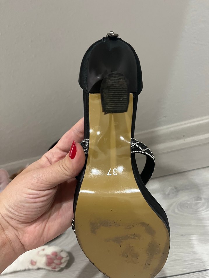 Beyaz Parlak Yılan Desenli Topuklu Kadın Ayakkabı - Görsel 3