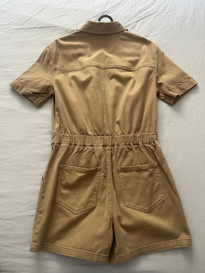 Kadın Bej Kısa Kollu Tulum - Görsel 4