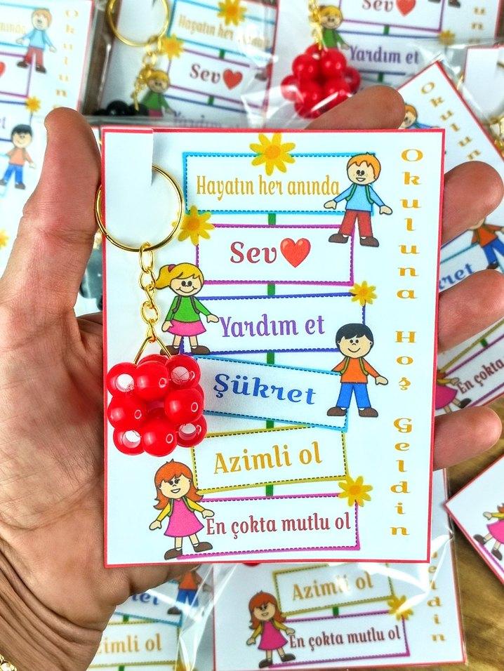 Okul Temalı Renkli Anahtarlık ve Kart Seti - Görsel 2