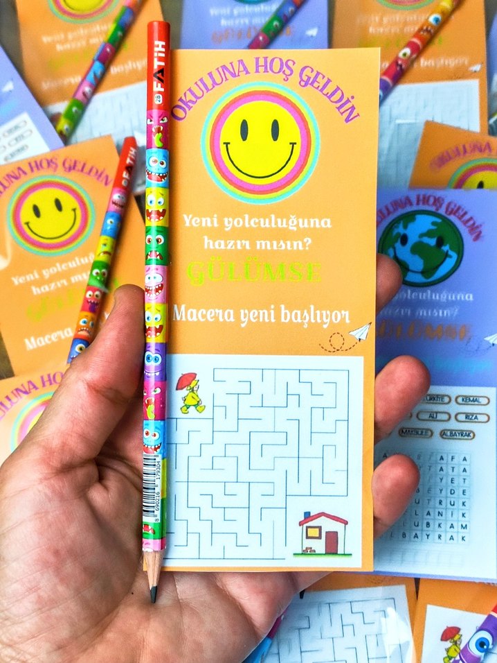 Renkli emoji kalem Okula Hoş Geldin - Görsel 2