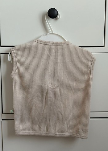 Kız Çocuk Bej Keten Düğmeli Yelek 12-18 ay - Görsel 2