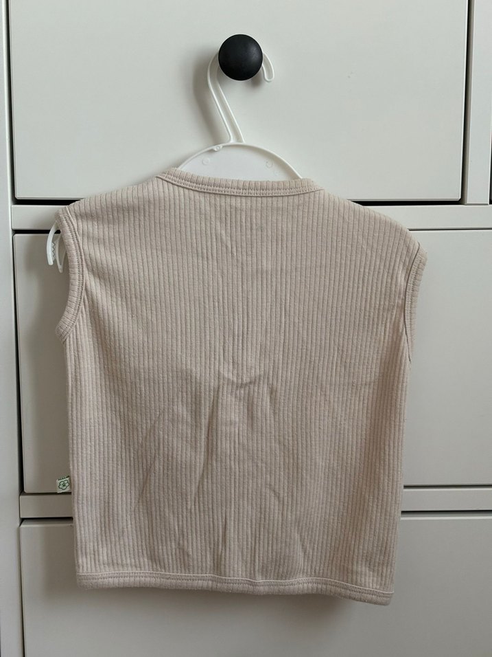 Kız Çocuk Bej Keten Düğmeli Yelek 12-18 ay - Görsel 2