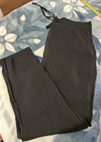 Siyah Bol Kesim Keten Kadın Pantolon