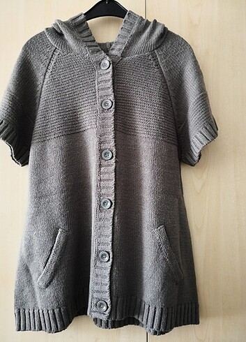 2XL Gri yaım kollu kapüşonlu hırka