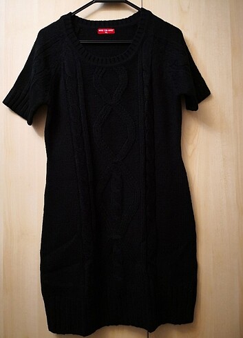 XL siyah triko kalın elbise