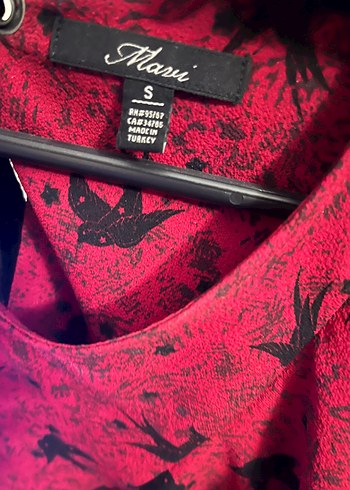 Bordo Baskılı Fırfırlı Uzun Kollu Bluz - Görsel 3