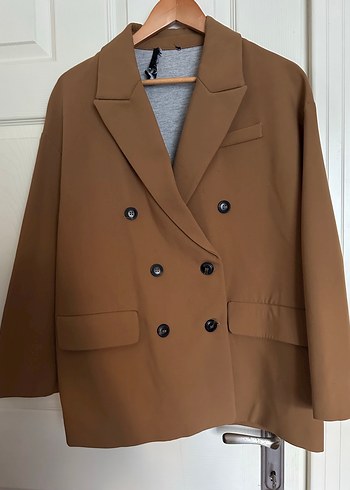 Zara Kahverengi Kruvaze Blazer Ceket