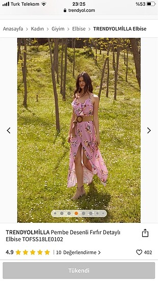 Trendyol pembe çiçekli uzun elbise