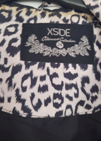 Gri Leopar Desenli Düğmeli Midi Kadın Kaban - Görsel 7