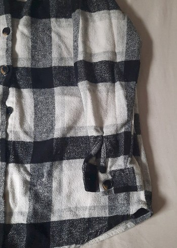 Düğmeli Gri Pamuklu oduncu Gömlek - Görsel 2