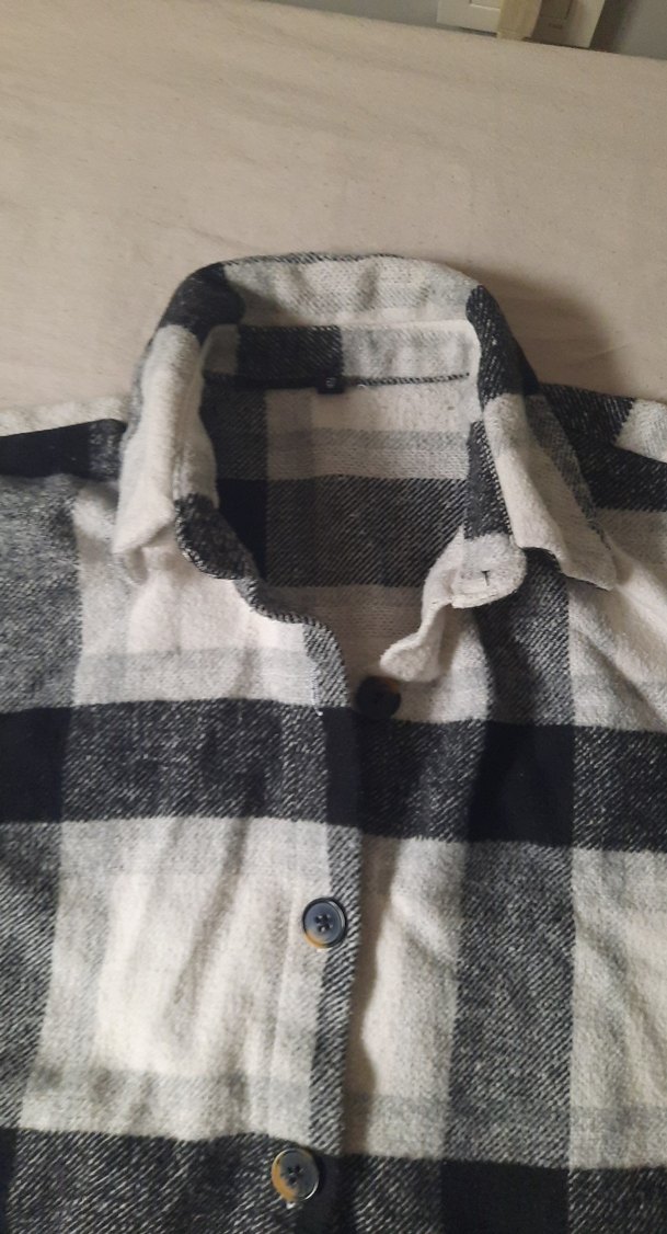 Düğmeli Gri Pamuklu oduncu Gömlek - Görsel 3