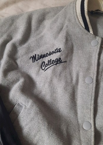 Gri Kadın Spor Ceket Düğmeli Midi Boy - Görsel 6