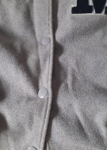 Gri Kadın Spor Ceket Düğmeli Midi Boy - Görsel 4