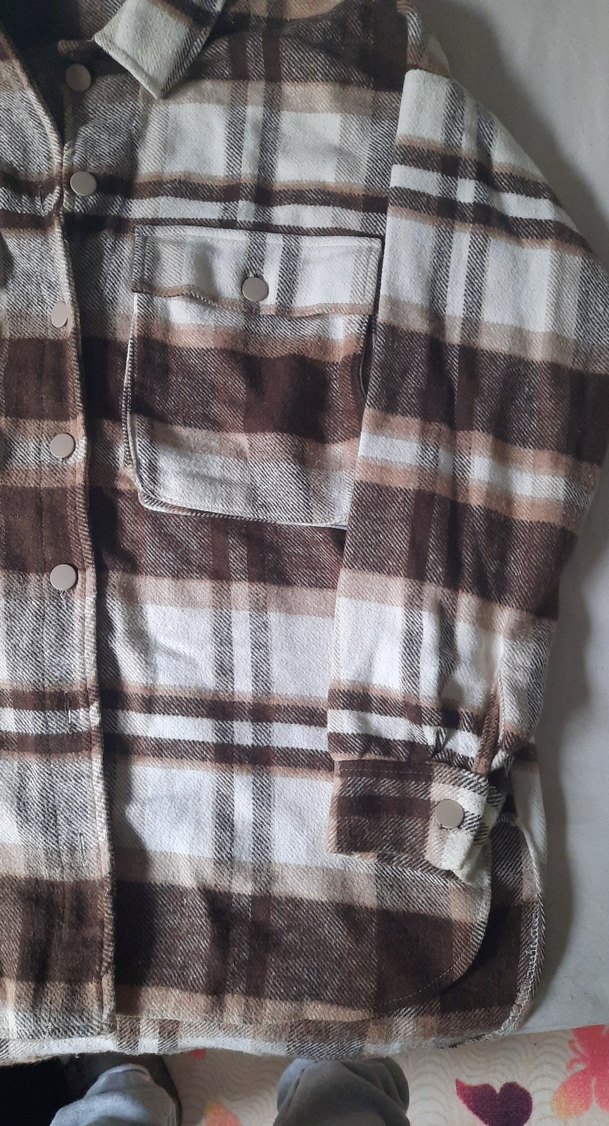 Düğmeli Uzun Kollu Kahverengi oduncu Gömlek - Görsel 2