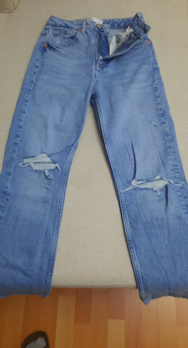 Mavi Midi Boy Kadın Denim Pantolon - Görsel 4