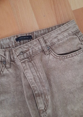 40 Beden Gri Bol Kesim Midi Kadın Jean
