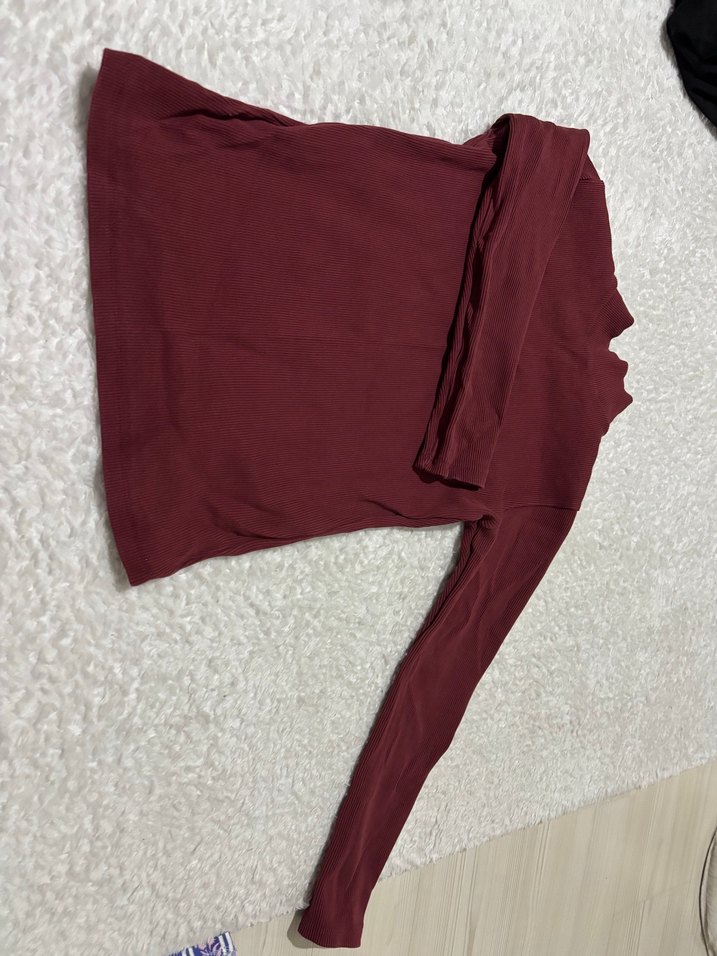 Boğazlı kazak bordo - Görsel 2