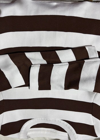 Kahverengi Beyaz Çizgili Erkek Polo Tişört - Görsel 2