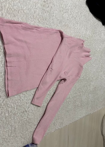 Pembe Boğazlı Triko Kadın Kazak - Görsel 2