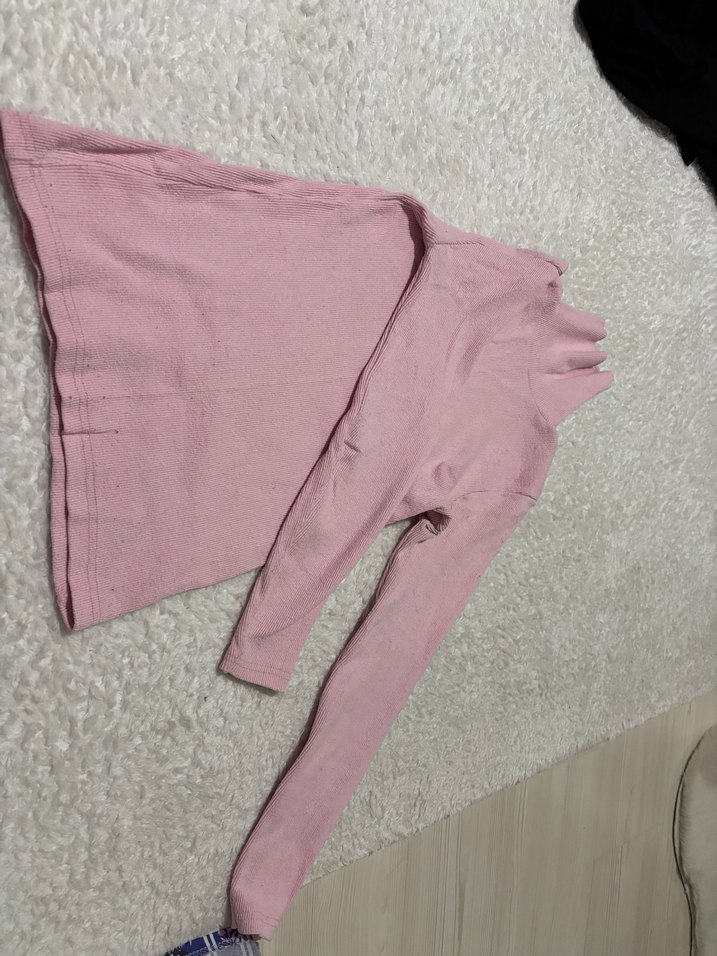 Pembe Boğazlı Triko Kadın Kazak - Görsel 2