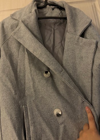 Gri Uzun Kadın Kaban - Görsel 2