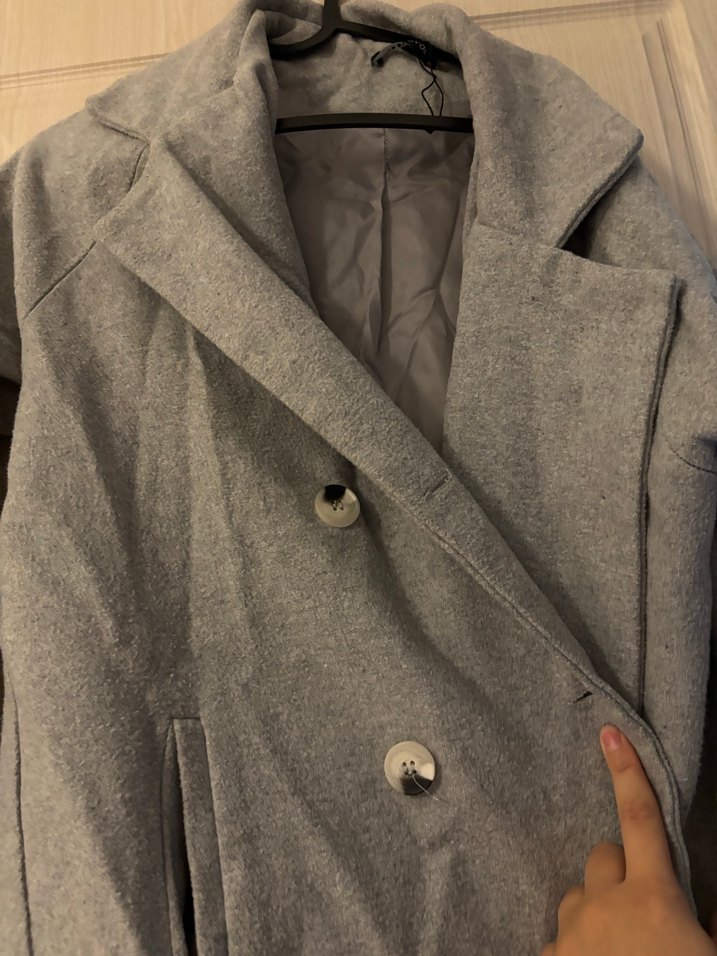 Gri Uzun Kadın Kaban - Görsel 2