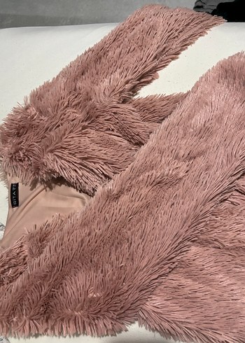 Uzun Kollu pembe peluş hırka - Görsel 2