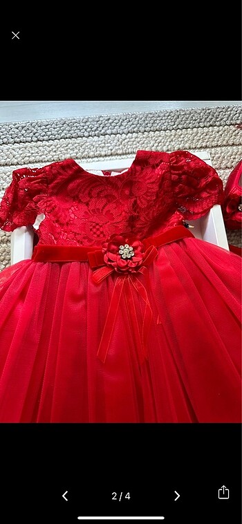 Diğer Kırmızı tül dantel detaylı Mevlüt elbise