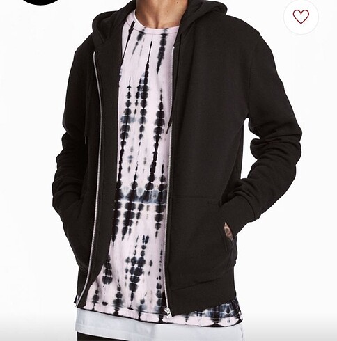 h&m erkek reyonu kapüşonlu fermuarlı sweatshirt siyah