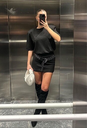 siyah zara tişört elbise