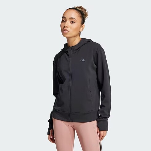adidas kapüşonlu siyah koşu sweatshirt