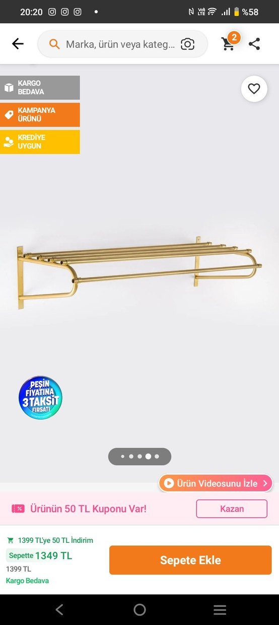 Altın Renkli Parlak Duvar Askısı - Görsel 2