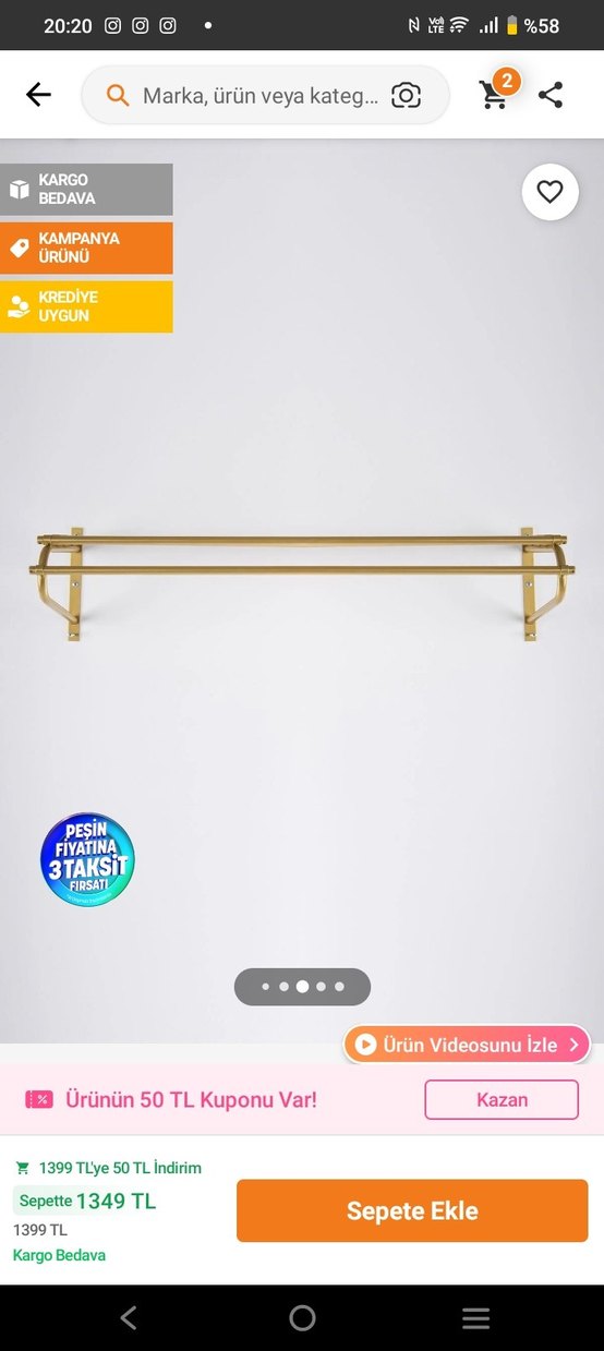 Altın Renkli Parlak Duvar Askısı - Görsel 3