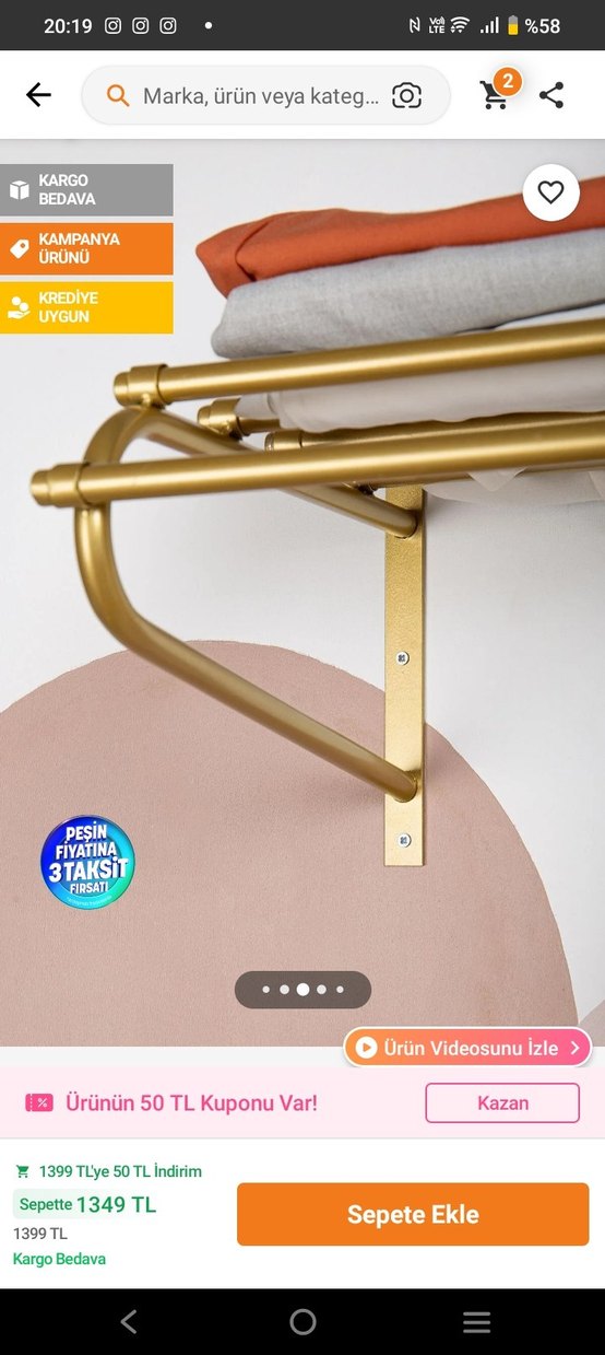 Altın Renkli Parlak Duvar Askısı - Görsel 4