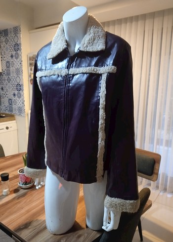 Mor Kürklü Deri Kadın Ceket - Görsel 3