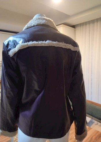 Mor Kürklü Deri Kadın Ceket - Görsel 2