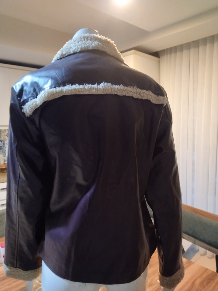 Mor Kürklü Deri Kadın Ceket - Görsel 2