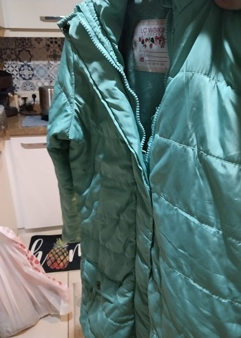 Waikiki Düğmeli Turkuaz kız cocuk Kış Montu - Görsel 5