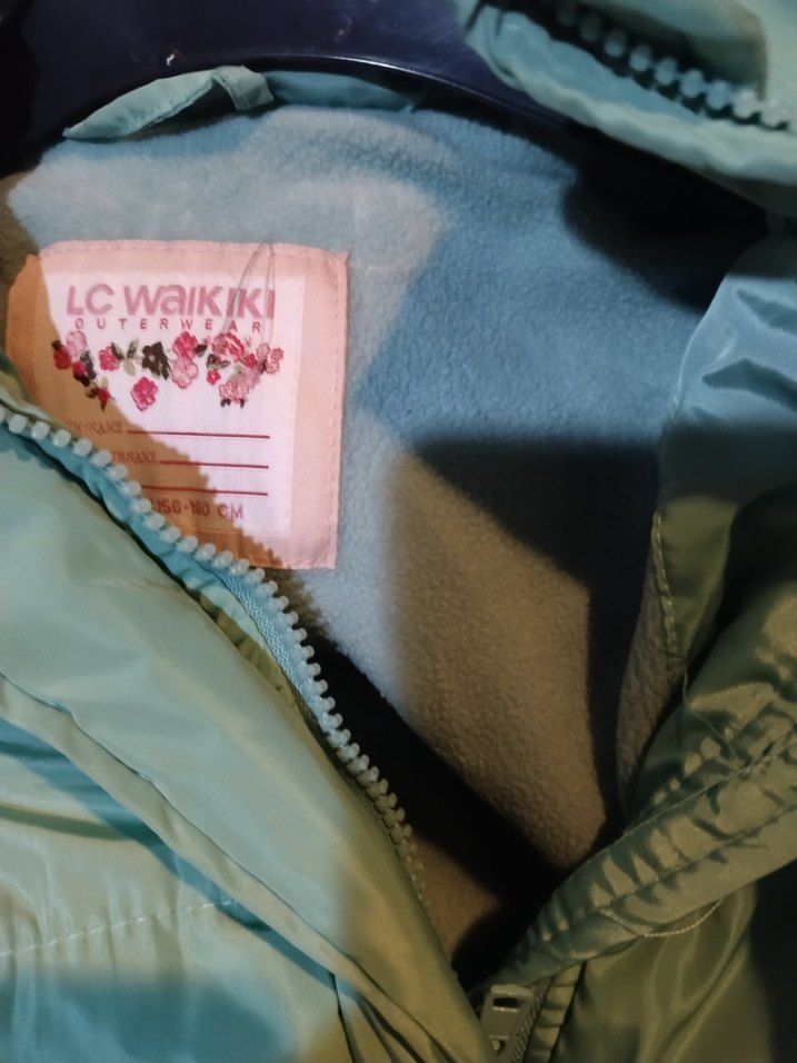 Waikiki Düğmeli Turkuaz kız cocuk Kış Montu - Görsel 3