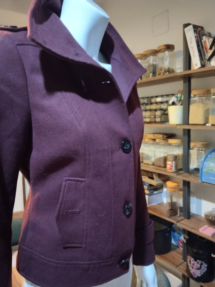 Düğmeli Yüksek Yakalı Kısa Kaban - Görsel 5