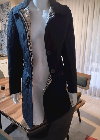 Burberry Düğmeli Siyah Kadın Midi Ceket - Görsel 7