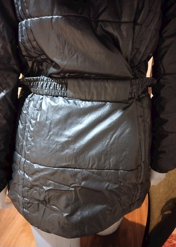 Limon company Siyah Kemerli Kısa Kadın  Kışlık Mont - Görsel 7