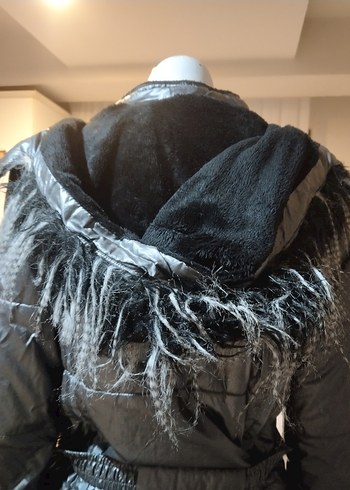 Limon company Siyah Kemerli Kısa Kadın  Kışlık Mont - Görsel 6