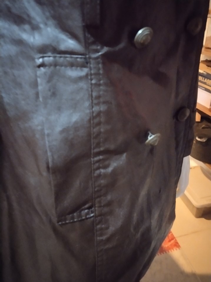 Düğmeli Kahverengi Deri Midi Trençkot - Görsel 4