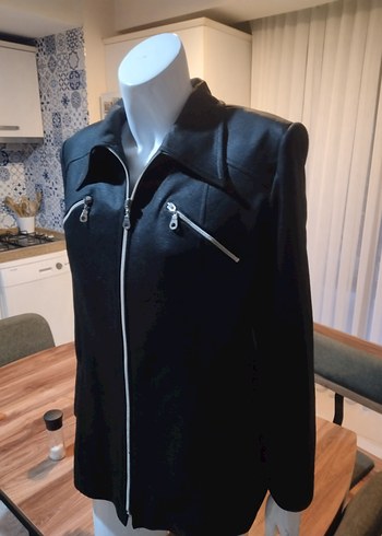 Fermuarlı Siyah Midi Hamile Ceketi - Görsel 2