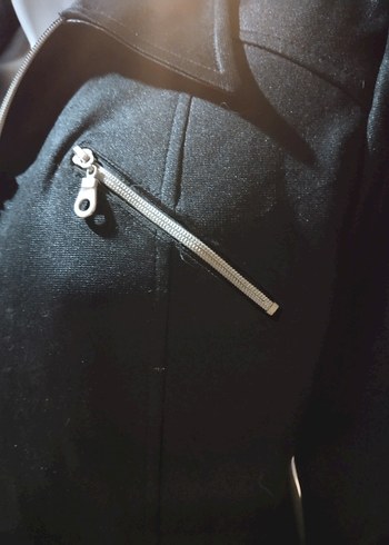 Fermuarlı Siyah Midi Hamile Ceketi - Görsel 3