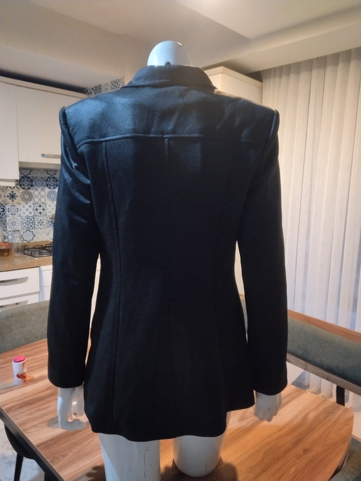 Fermuarlı Siyah Midi Hamile Ceketi - Görsel 4