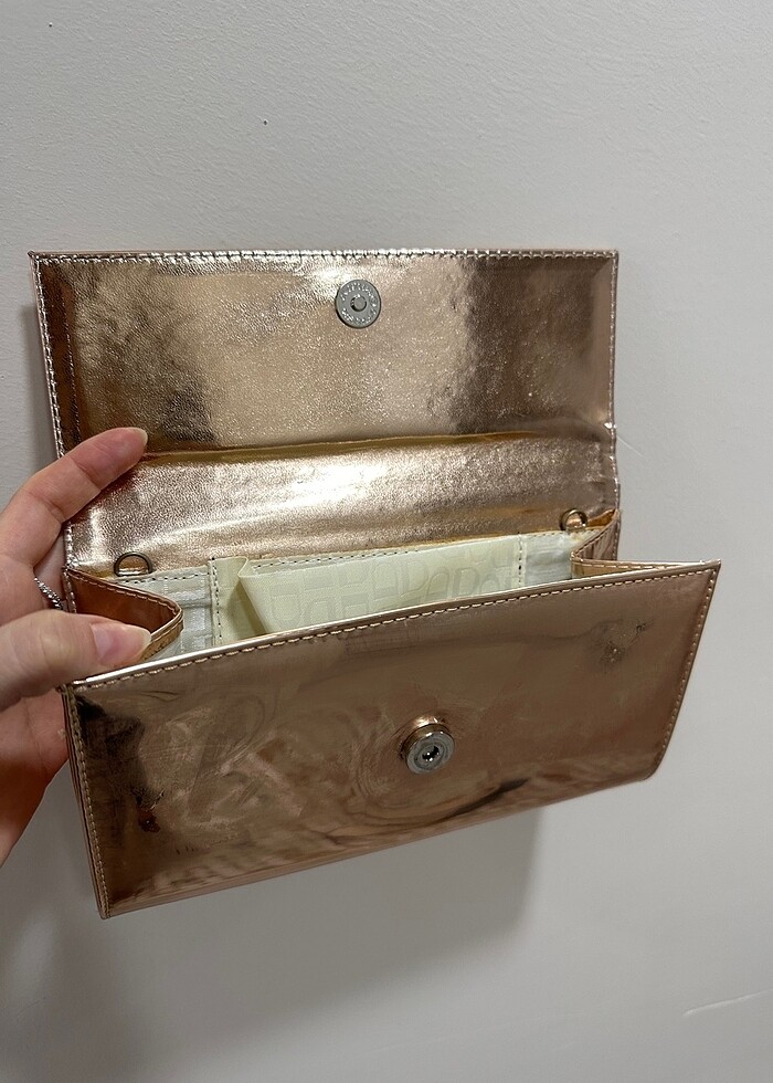 Rose Gold clutch çanta - Görsel 3