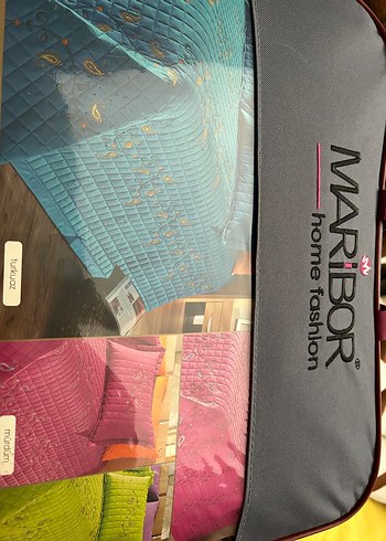 Renkli Nakışlı Çift Kişilik Mor Yatak Örtüsü - Görsel 8