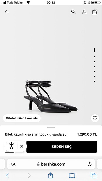 Bershka Kısa Sivri Topuklu Ayakkabı